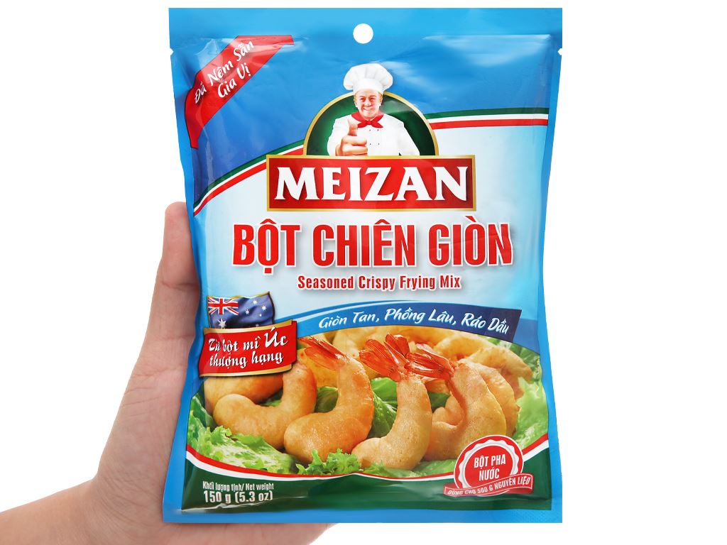 Bột Chiên Giòn Meizan Gói 150g – Tạo Lớp Vỏ Giòn, Màu Vàng Tự Nhiên, Dùng Cho Tôm, Thịt, Rau Củ