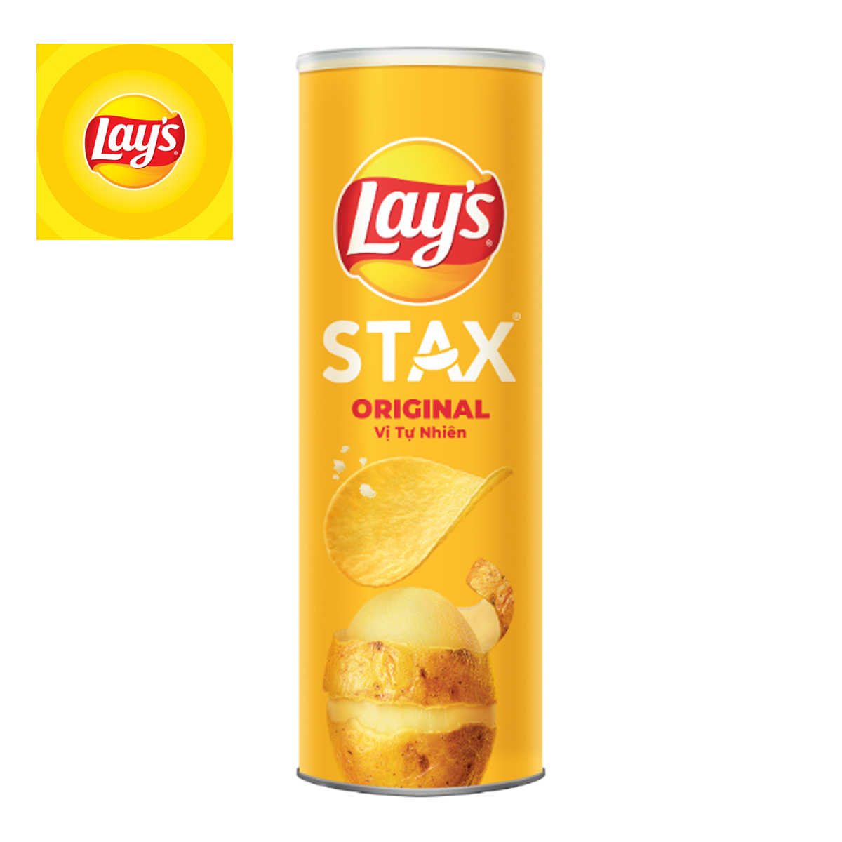 Snack Khoai tây tự nhiên Lay's Stax đủ vị lon 100g