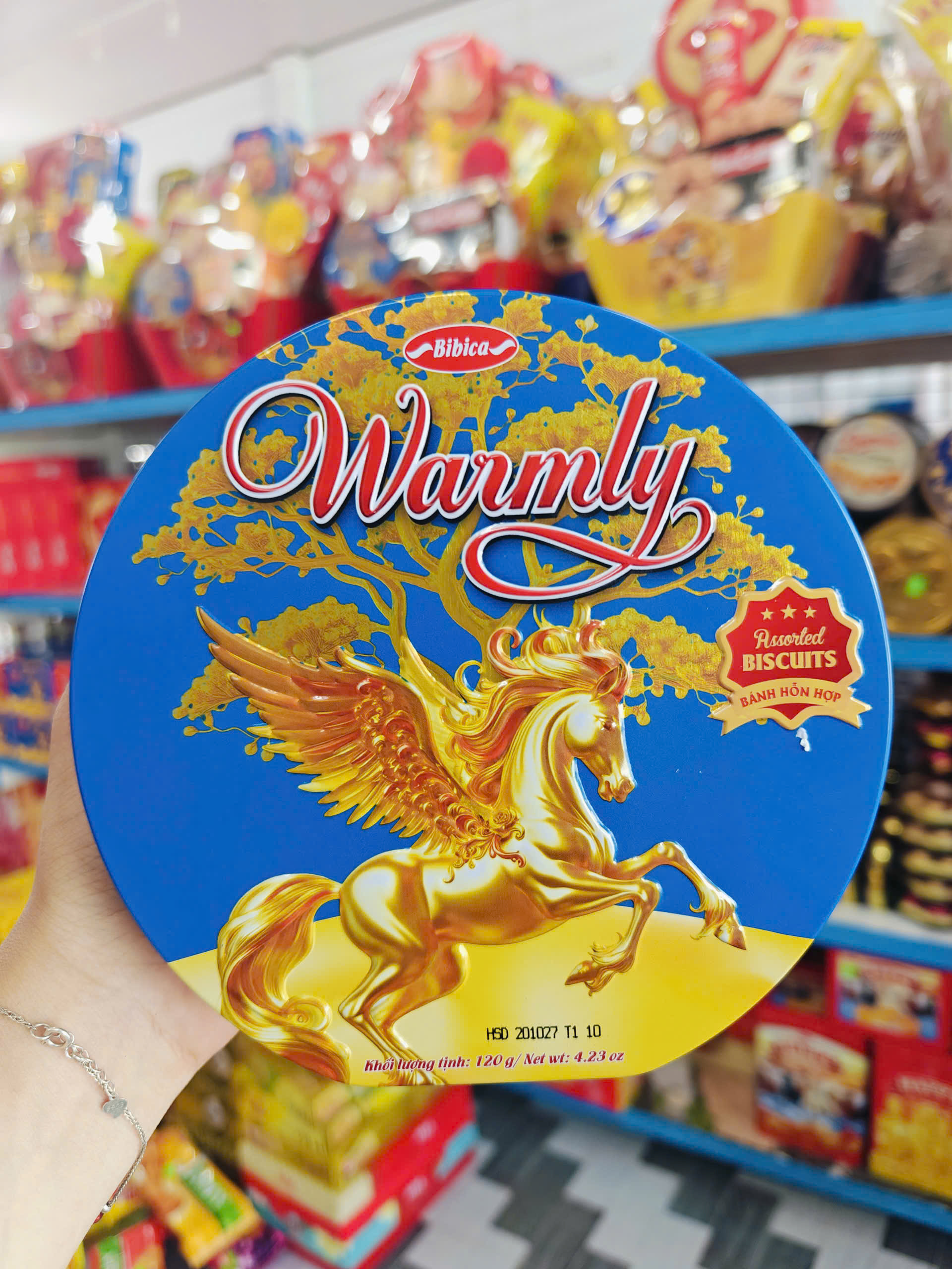 Bánh Quy Warmly Ngựa Vàng Cao Cấp – Phiên Bản Xanh Dương 120g & Đỏ Sang Trọng 350g