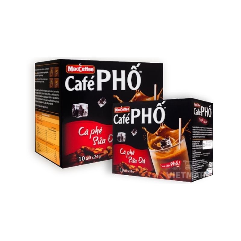 Cà Phê PHỐ - Cafe Sữa Đá ( 10 Gói X24G ) VÀ Đen Đá ( 10 Gói X16G )