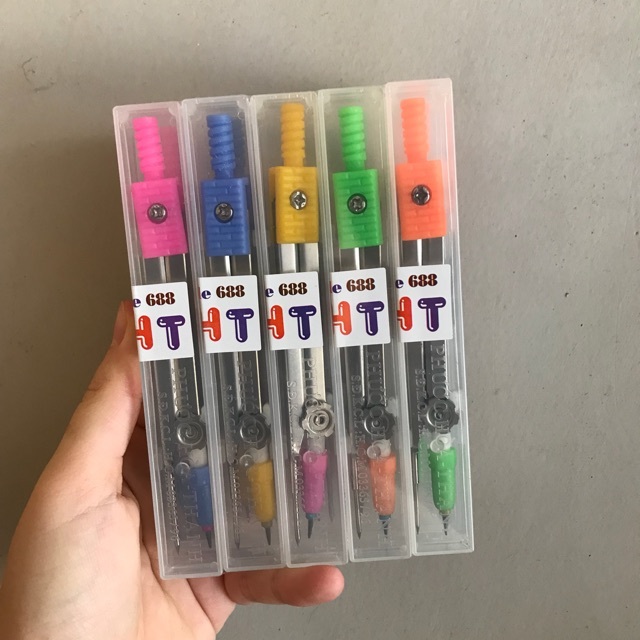 Compa chì khúc 688,Compa Bút Chì Kim Nhiều Màu Sắc