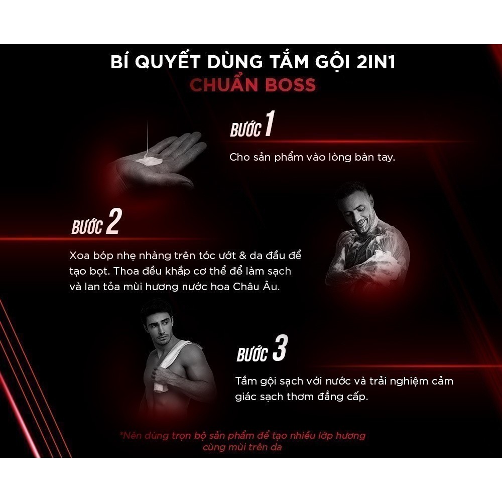 Combo Tắm Gội X-Men for Boss Intense 2IN1 650g và Dầu gội Intense 150g