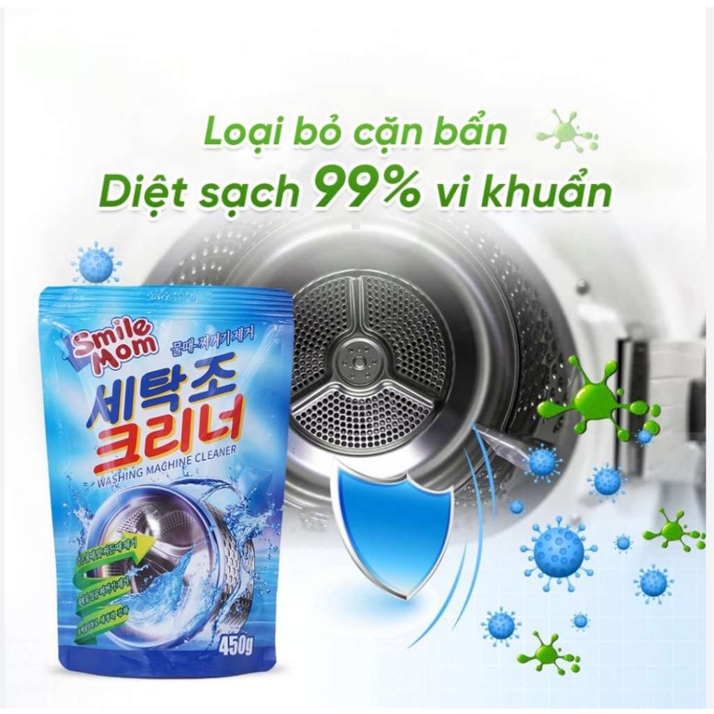 Bột tẩy rửa vệ sinh lồng máy giặt 450g khử mùi diệt khuẩn cặn canxi, bột tẩy lòng máy giặc Hàn Quốc