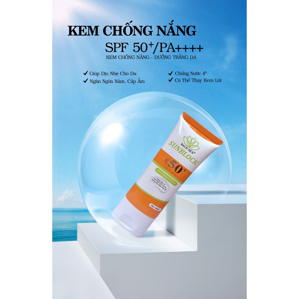 Kem Chống Nắng Dưỡng Ẩm SPF 50 PA++ Bạch Tiên 60ml