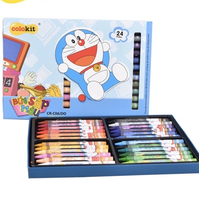 Bút Sáp 24 Cây Màu Doraemon Màu Sắc tự Nhiên