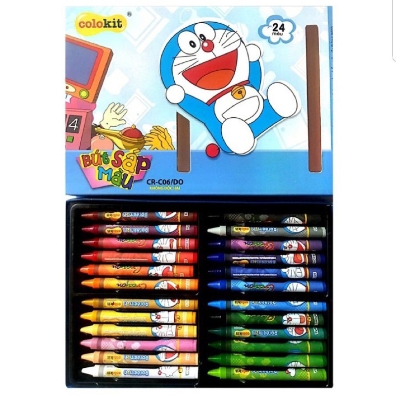 Bút Sáp 24 Cây Màu Doraemon Màu Sắc tự Nhiên