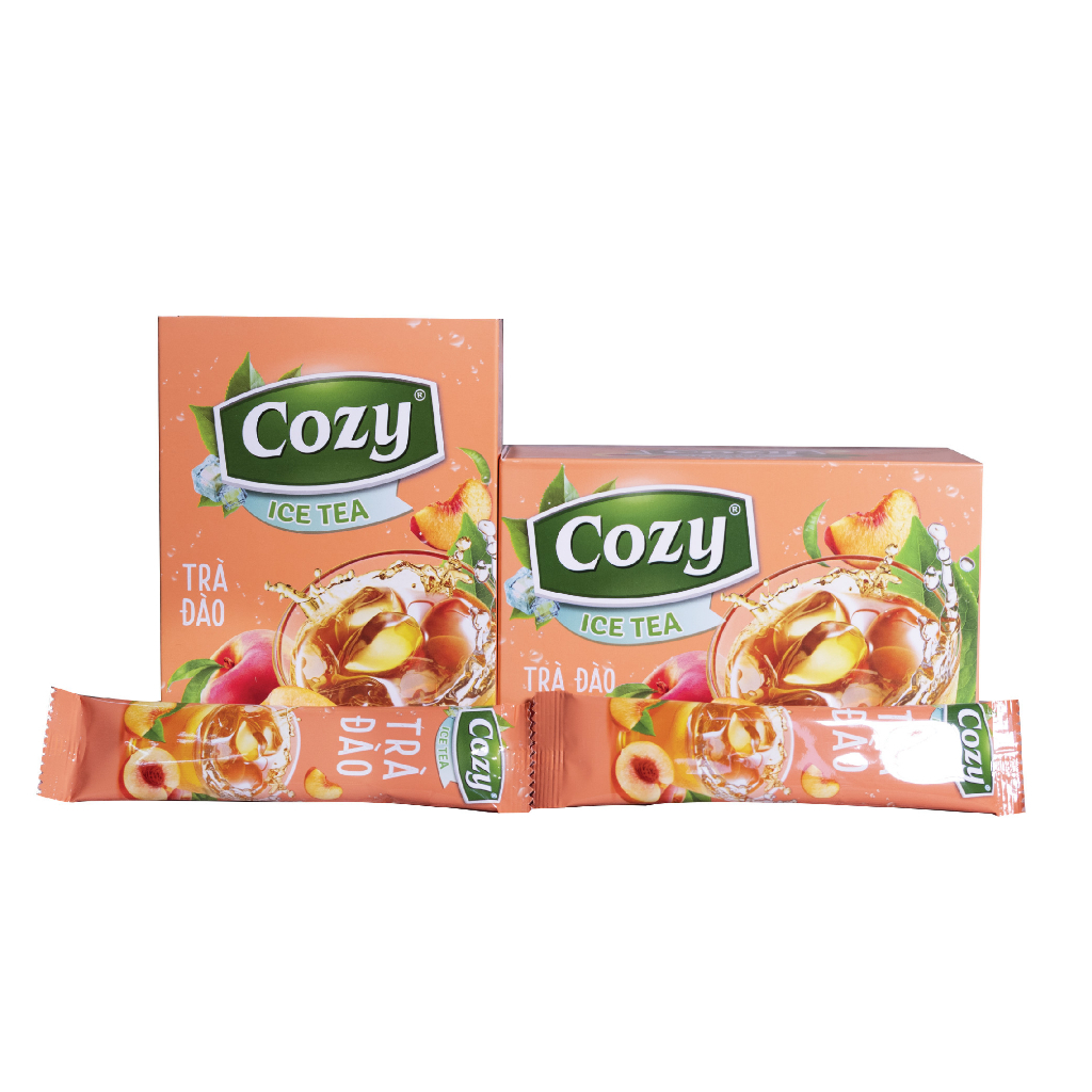 Trà Cozy Ice Tea hương đào hộp 240g - Trà túi lọc Cozy hương đào 50g