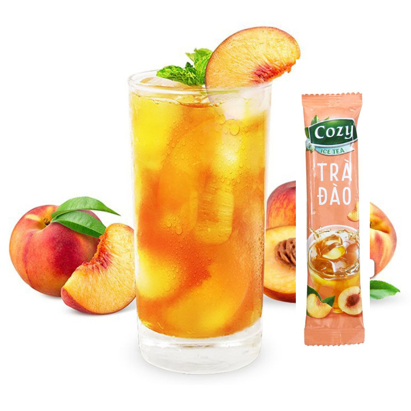 Trà Cozy Ice Tea hương đào hộp 240g - Trà túi lọc Cozy hương đào 50g