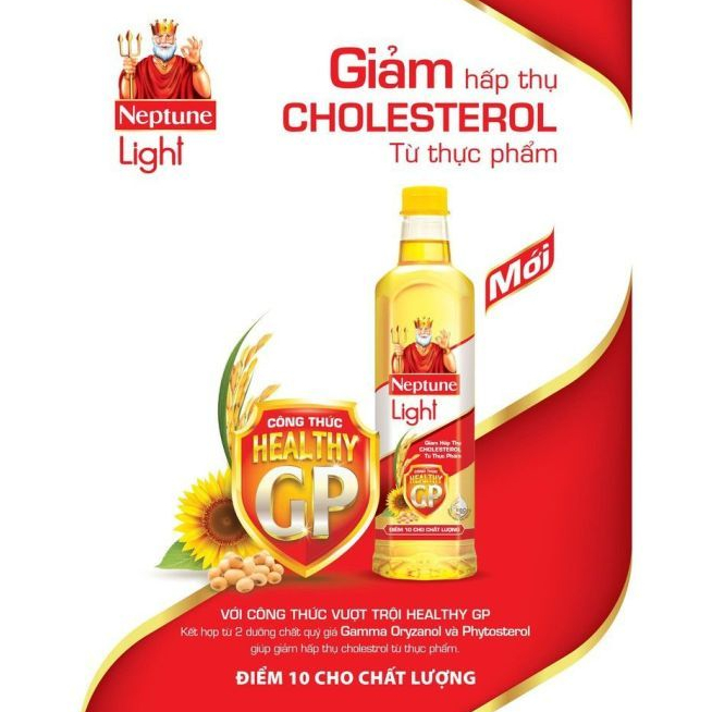 Dầu ăn thượng hạng Neptune Light chia 1 lít, 2 lít