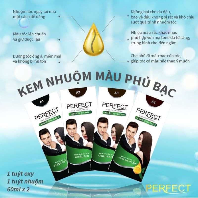 Kem nhuộm phủ bạc A1, A2, A3, A4 tuýp 60ml