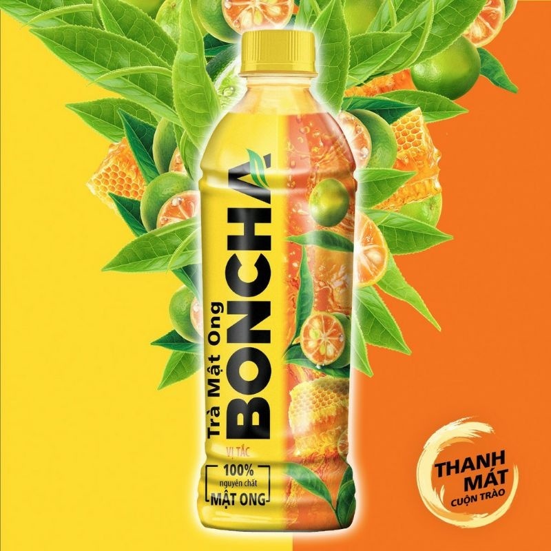 6 chai trà mật ong Boncha vị tắc/ vị việt quất 450ml