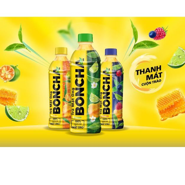6 chai trà mật ong Boncha vị tắc/ vị việt quất 450ml