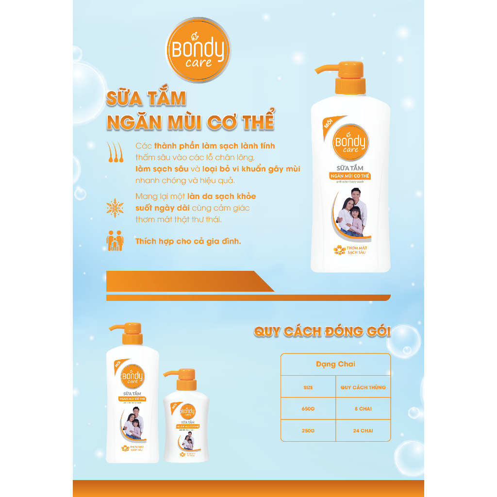 Sữa tắm Bondy Care kháng khuẩn 650g