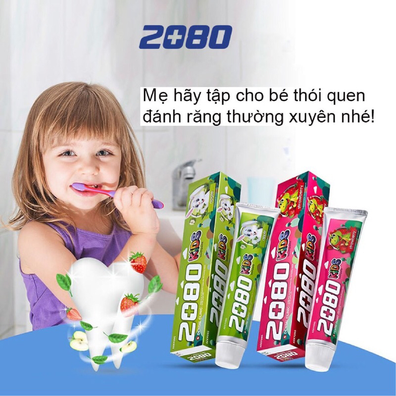 Kem đánh răng trẻ em ngừa sâu răng, cho hơi thở thơm mát hương dâu tây 2080 KID’S