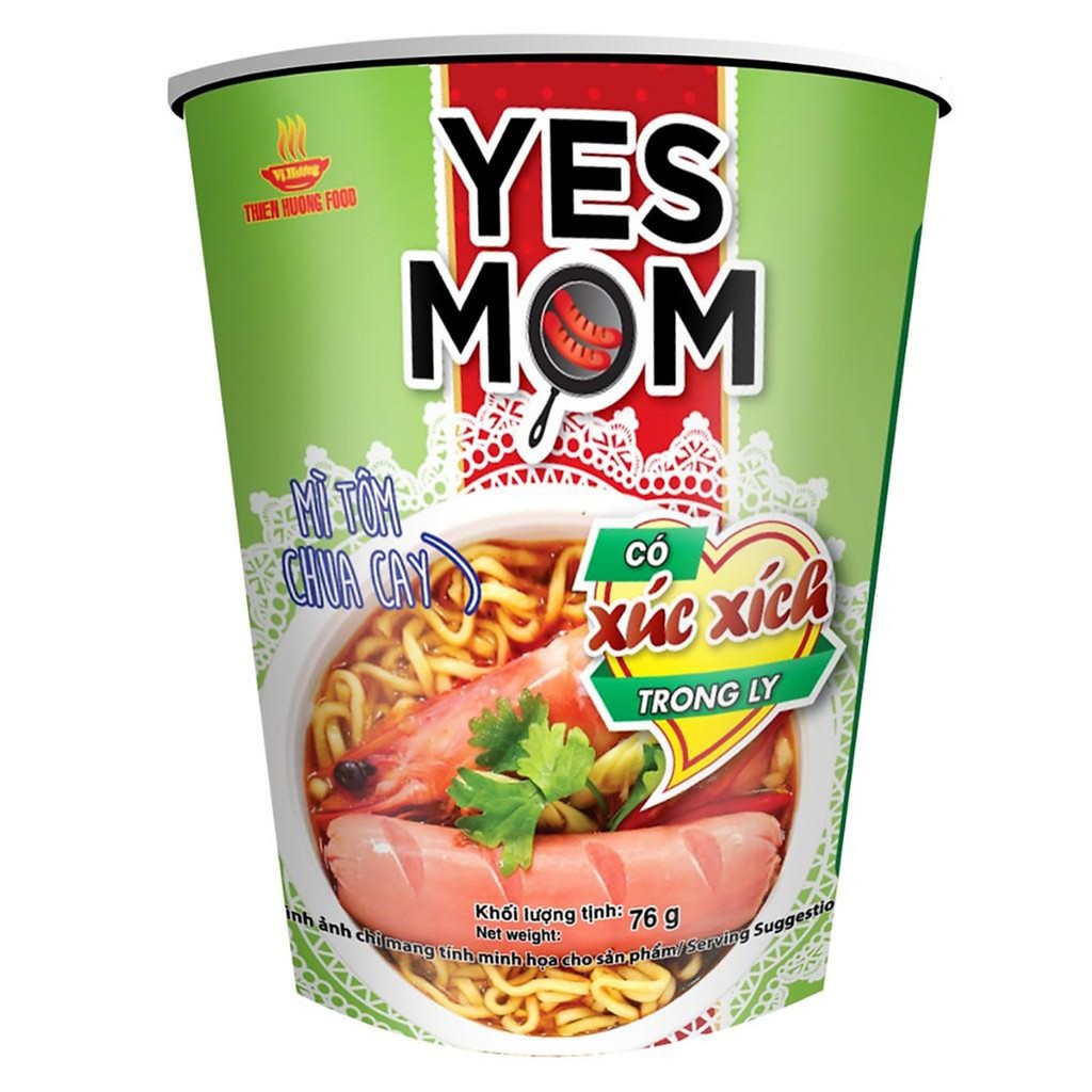 Mì Yes Mom tôm chua cay ly 76g
