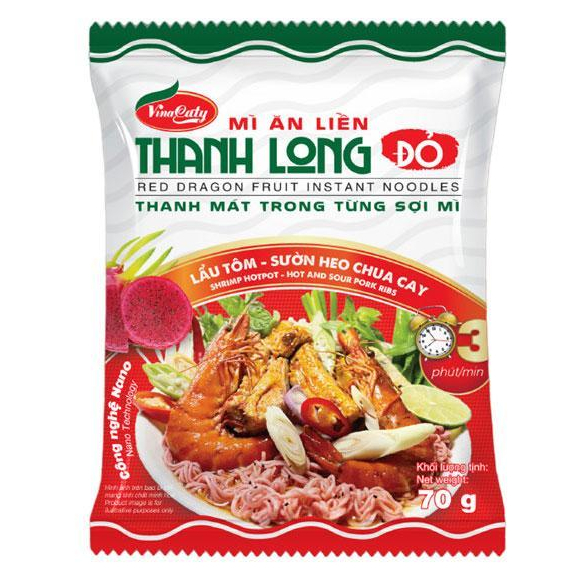 Mì Thanh long đỏ Sườn Heo - Lẩu Cua Đồng 70g