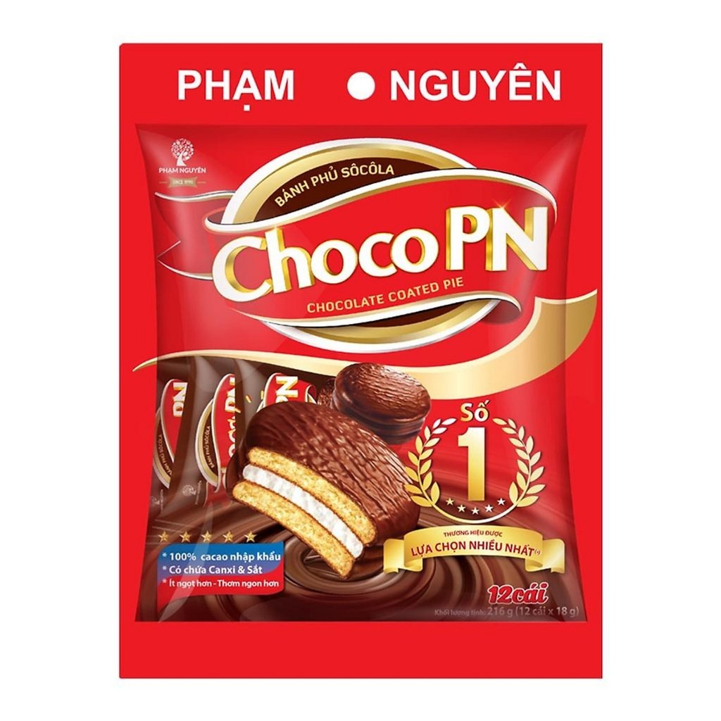 Bánh Choco PN socola kem gói 216g (12 cái)
