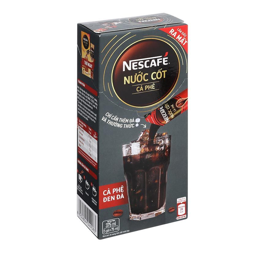 Hộp 5 gói nước cốt cà phê sữa NesCafé 75ml, cà phê đen NesCafé 75ml.
