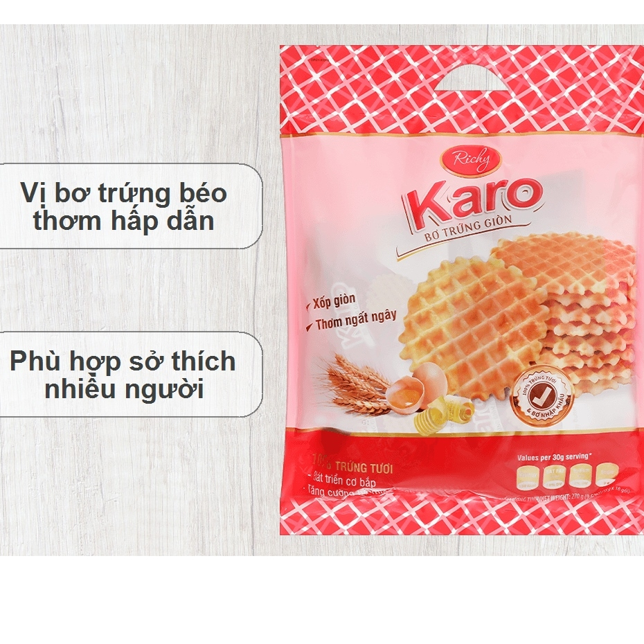 Bánh trứng tươi chà bông Karo Richy túi 156g