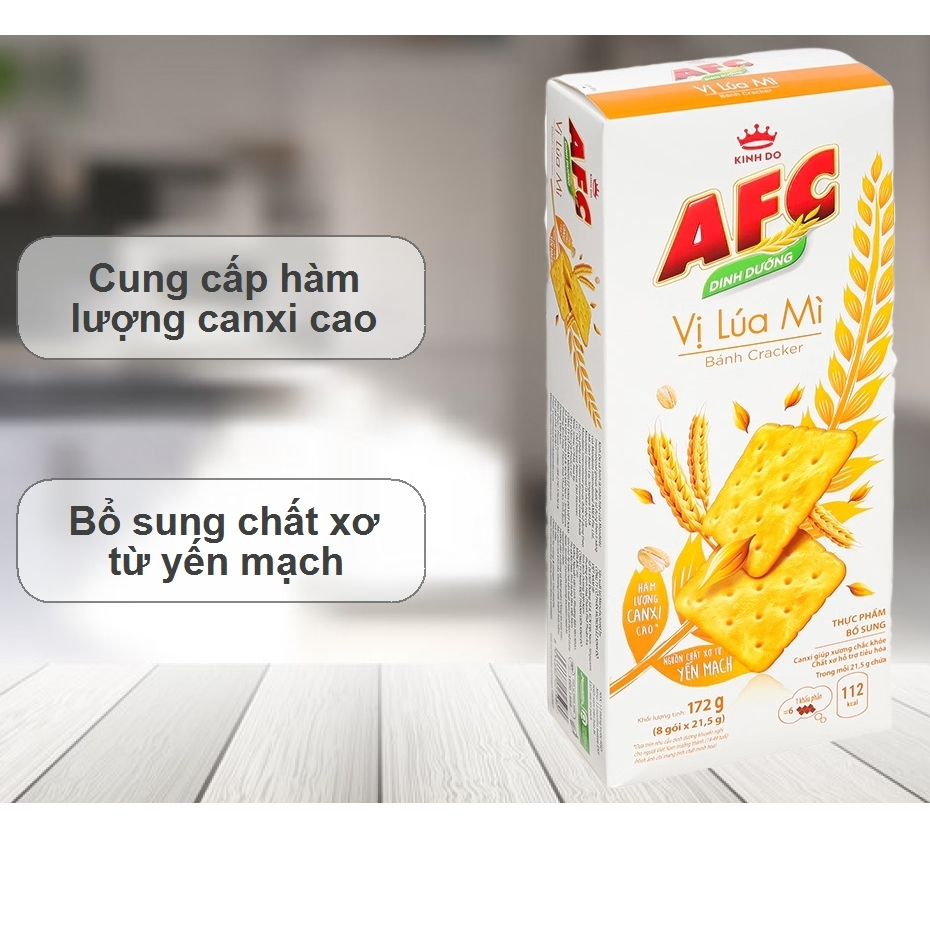 Bánh Cracker Vị Rau/Vị Lúa Mì AFC Dinh Dưỡng hộp 172g