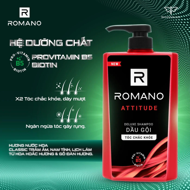 Dầu Gội Hương Nước Hoa Romano Classic Tóc Chắc Khoẻ 650g