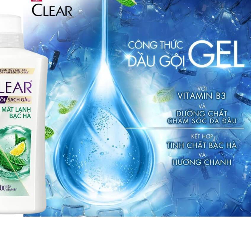 Dầu Gội Sạch Gàu Clear Mát Lạnh Bạc Hà 1.4kg