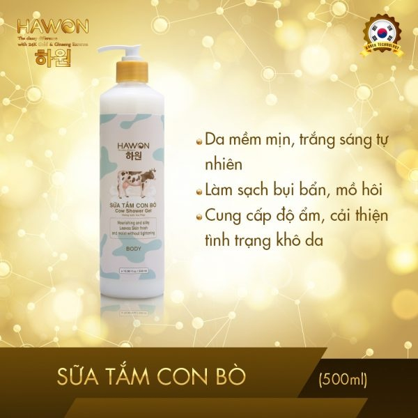 Sữa Tắm Con Bò Hawon Cấp Ẩm, Dưỡng Trắng 500ml