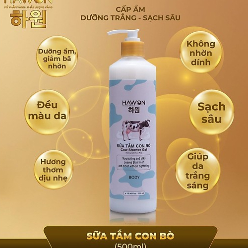 Sữa Tắm Con Bò Hawon Cấp Ẩm, Dưỡng Trắng 500ml