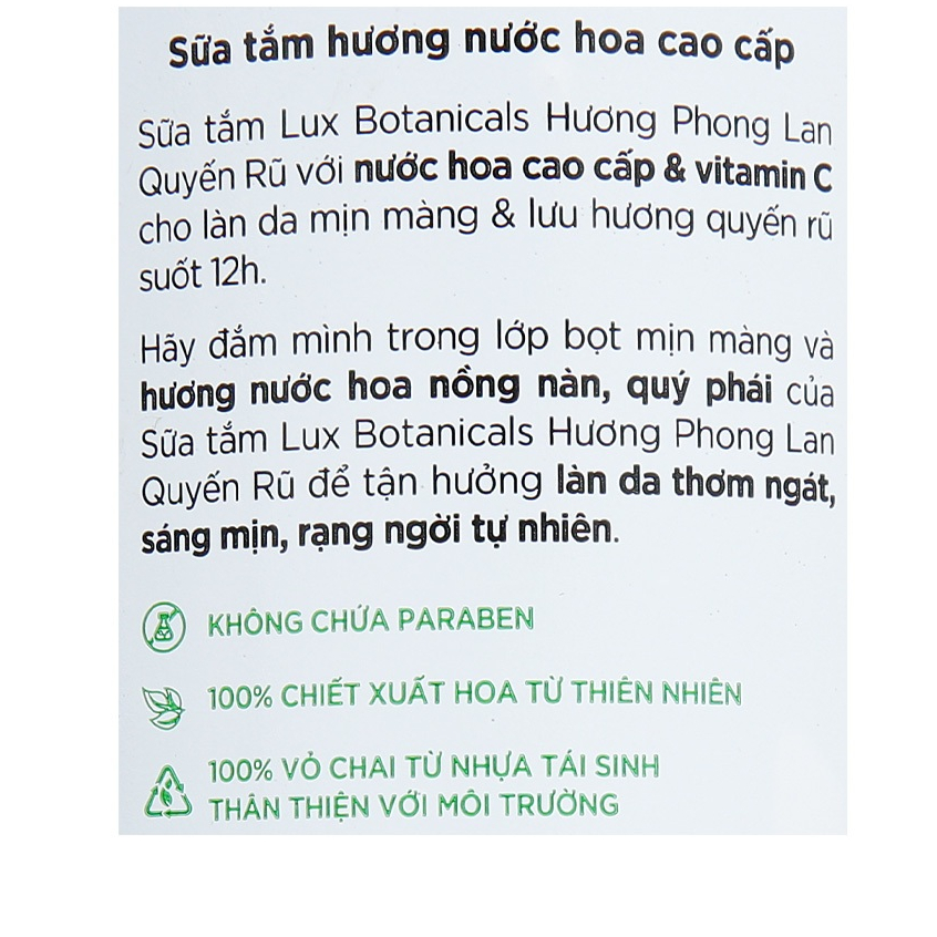 Sữa Tắm Hương Nước Hoa Lux Botanicals Phong Lan Quyến Rũ 562ml