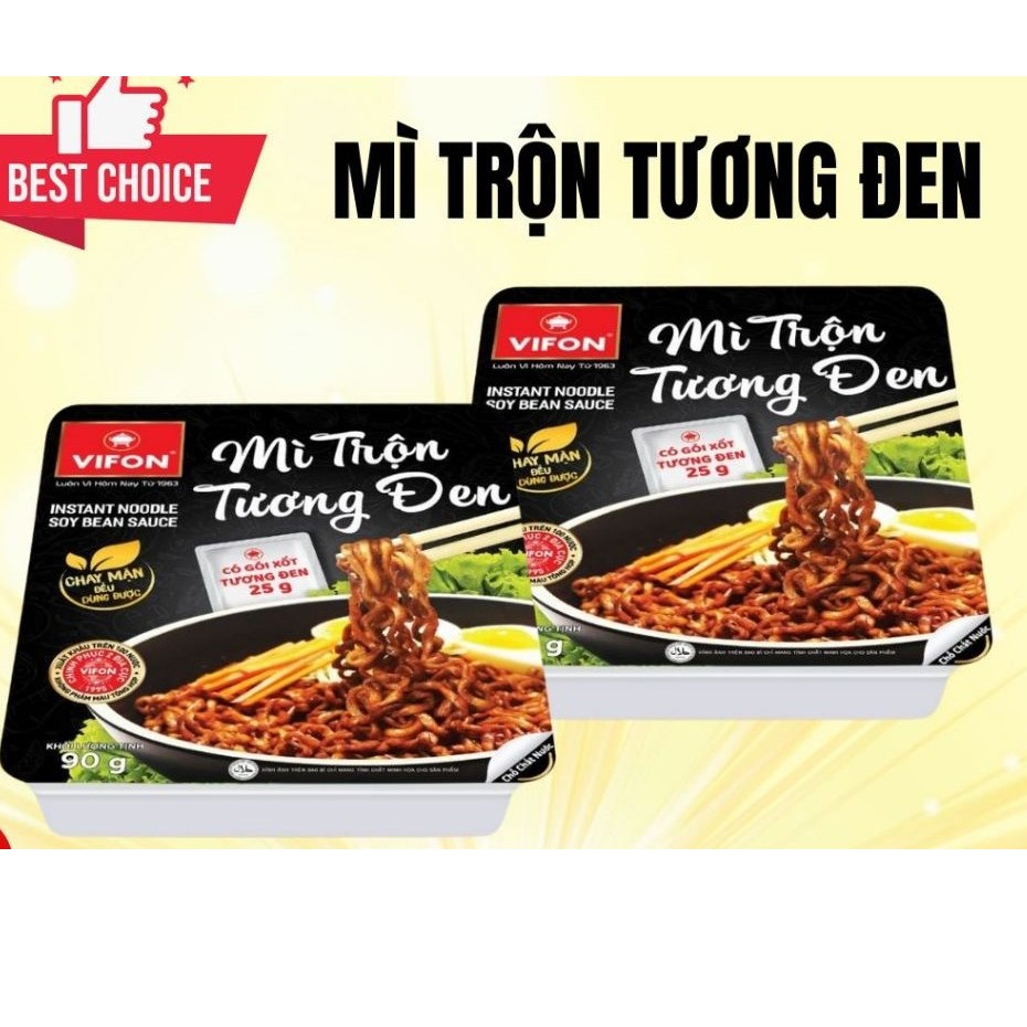 Mì Trộn Tương Đen Vifon Khay 90g (gói sốt tương đen 25g)