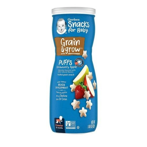 Bánh Ăn Dặm Gerber Puffs Strawberry Apple 42g Vị Dâu Táo