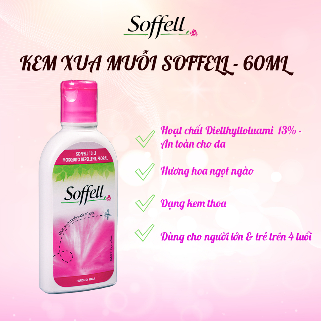 Kem Xua Muỗi Soffel Hương Hoa Giúp Chống Muỗi Suốt 10 giờ (60ml)