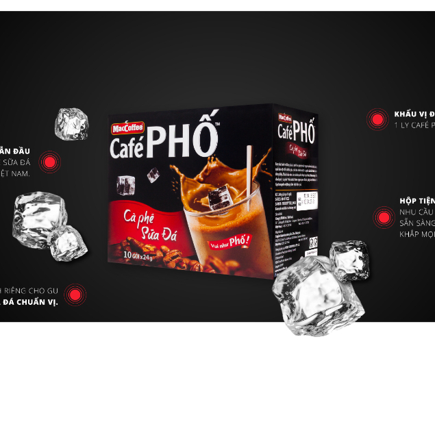 Cà Phê PHỐ - Cafe Sữa Đá ( 10 Gói X24G ) VÀ Đen Đá ( 10 Gói X16G )
