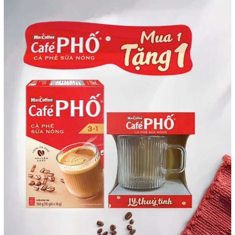 Cafe Phố Cà phê tặng Ly Maccoffee 10 gói/hộp