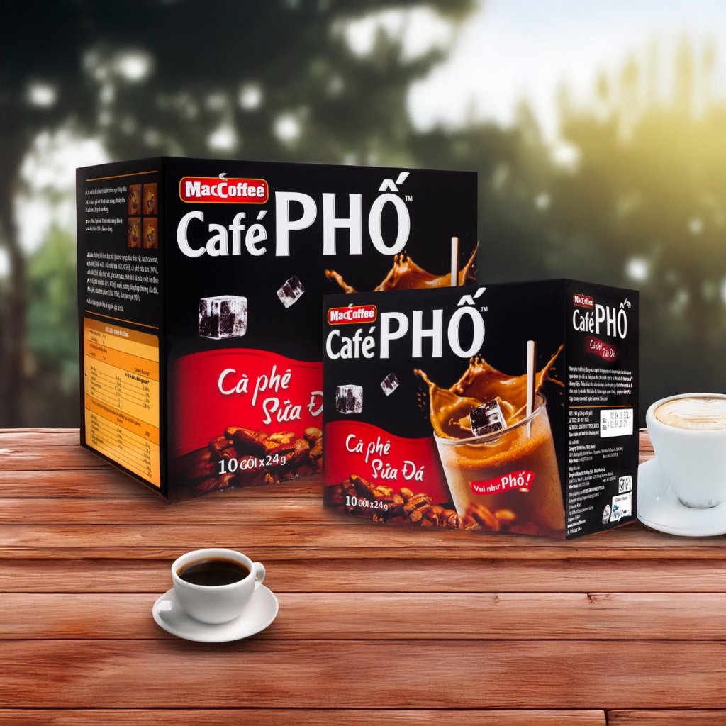 Cà Phê PHỐ - Cafe Sữa Đá ( 10 Gói X24G ) VÀ Đen Đá ( 10 Gói X16G )