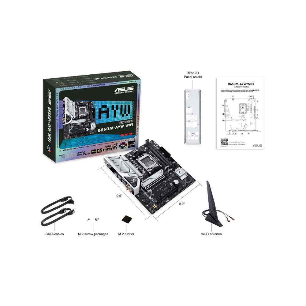 MAIN ASUS B650M-AYW WIFI DDR5 (AMD B650/ SOCKET AM5/ M-ATX/ 2 KHE RAM)