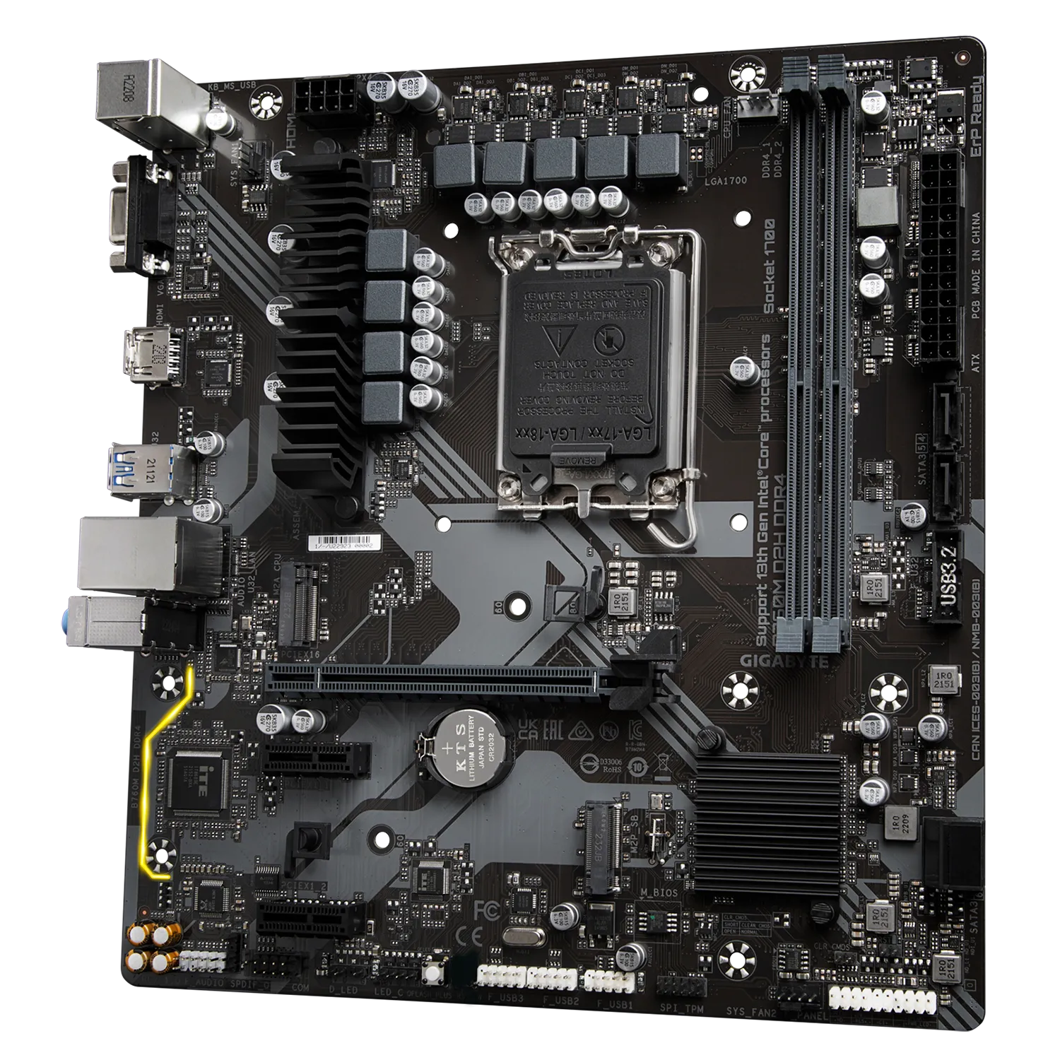 MAINBOARD GIGABYTE B760M D2H (INTEL B760/ LGA 1700/ M-ATX/ 2 KHE RAM/ DDR4/ LAN)