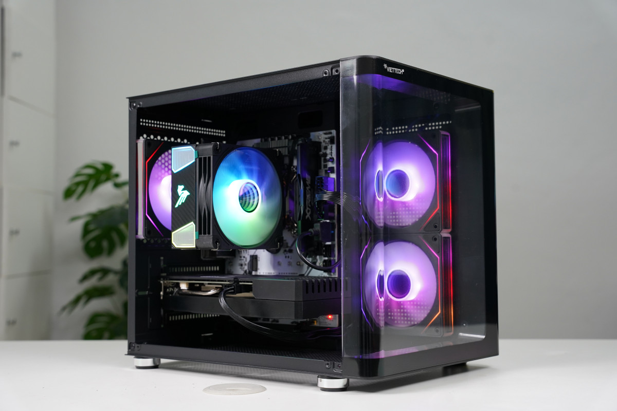Vỏ Case VIETTECH X19B PANO CURVED (BLACK/M-ATX/3 FAN)