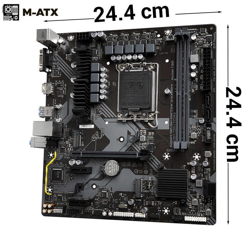 MAINBOARD GIGABYTE B760M D2H (INTEL B760/ LGA 1700/ M-ATX/ 2 KHE RAM/ DDR4/ LAN)