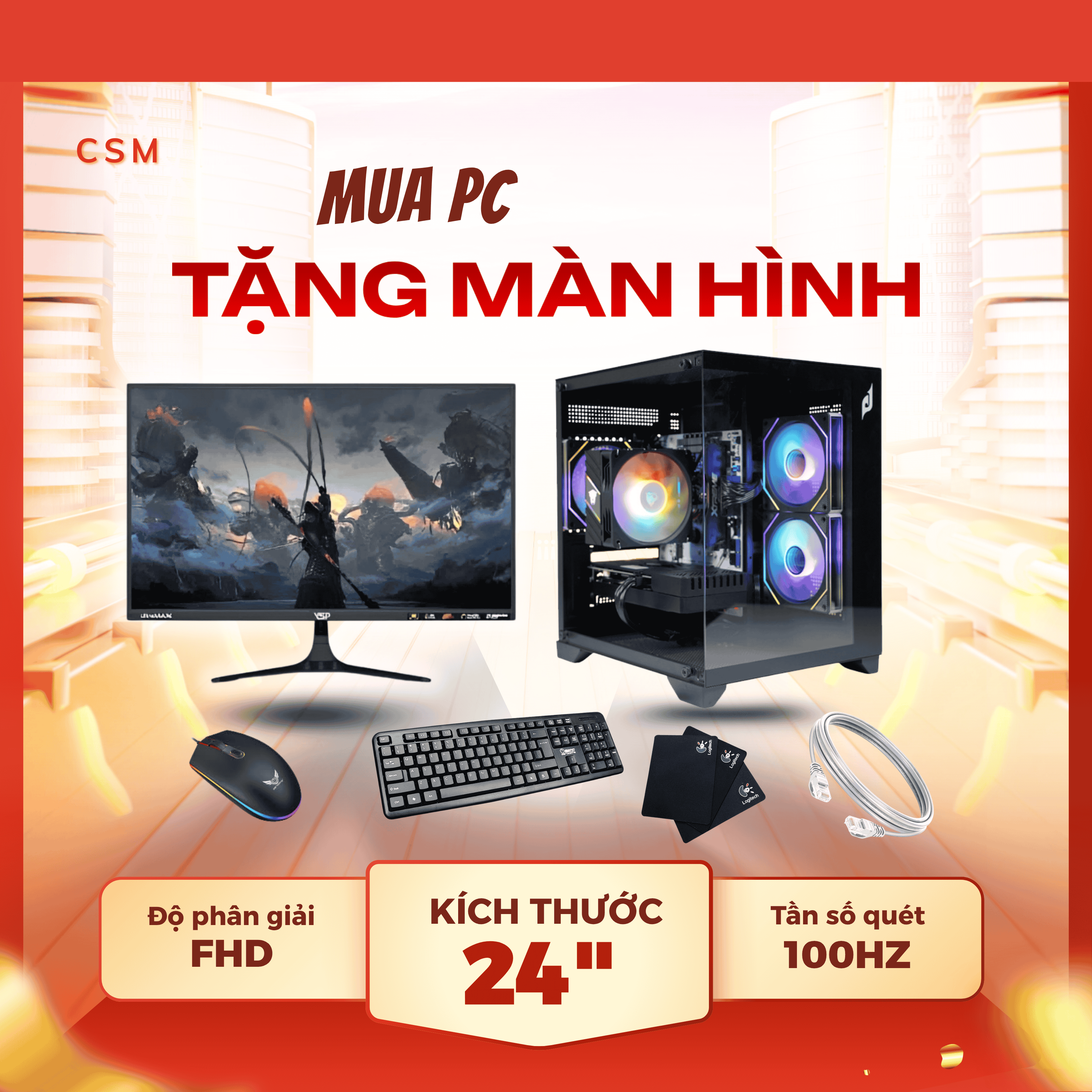Mua PC Tặng Màn {Core I5 11400F| Ram 16G| 1060 6GB| NVME 256GB}