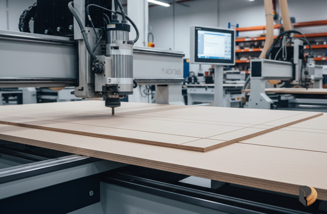 Hệ thống máy CNC hiện đại tại MDF365 đang gia công chi tiết gỗ với độ chính xác tuyệt đối