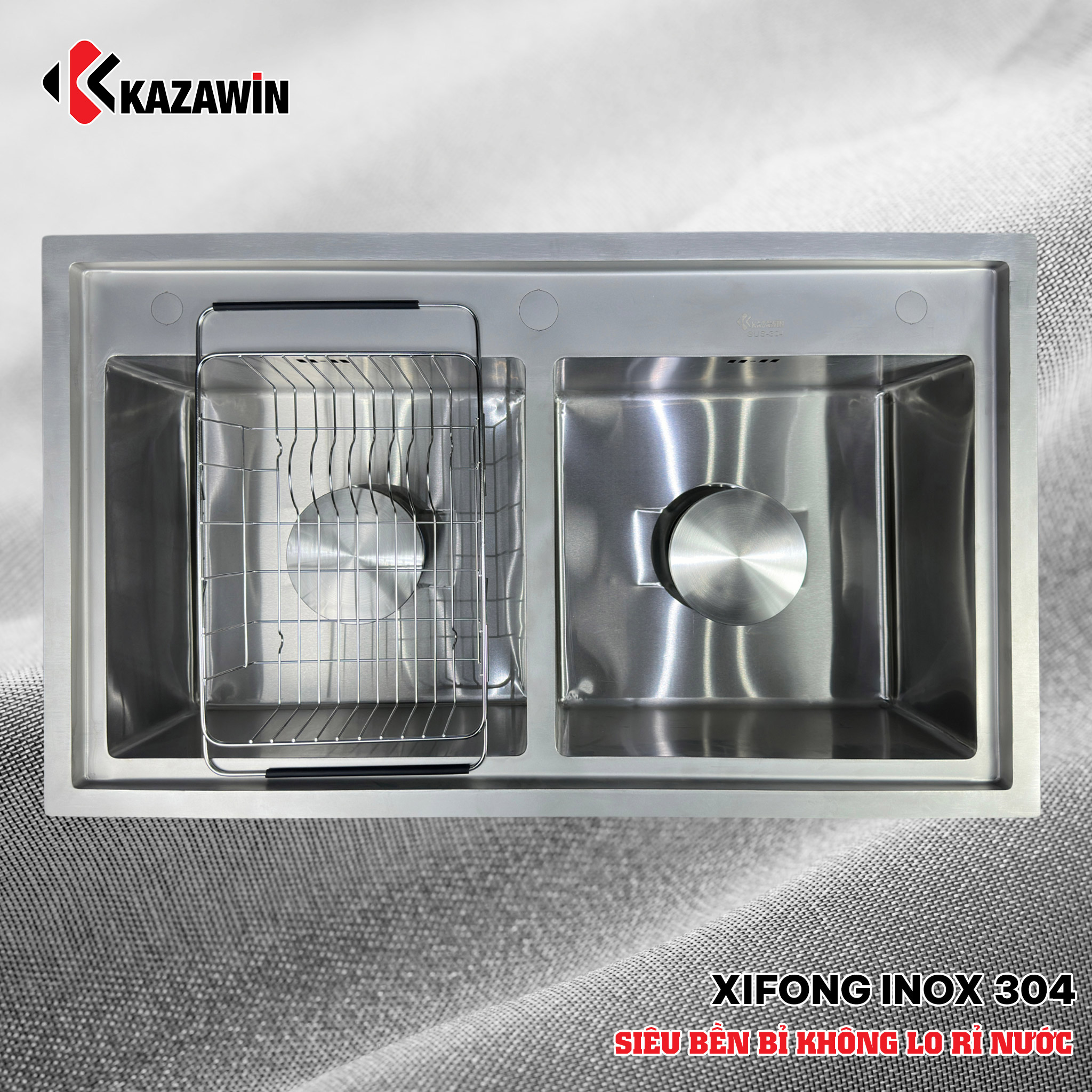 Chậu Rửa Bát 2 Hố Cân Bóng Mờ KCRB 8602