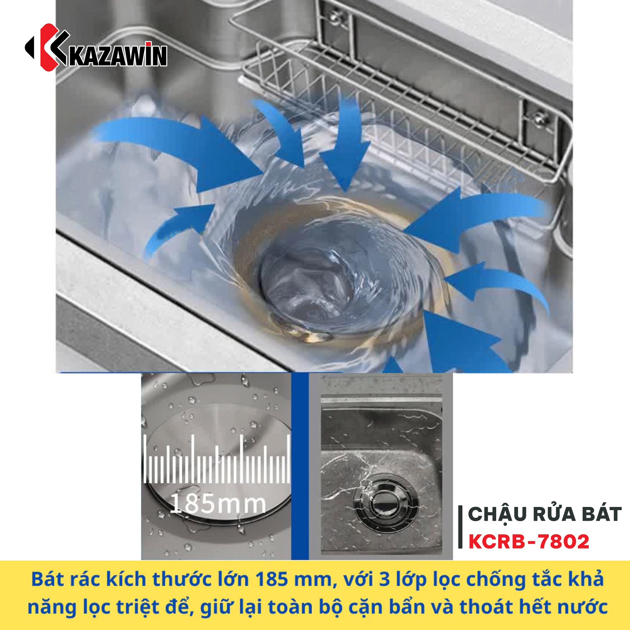 Chậu Rửa Bát 1 Hố Bóng Mờ KCRB 7802