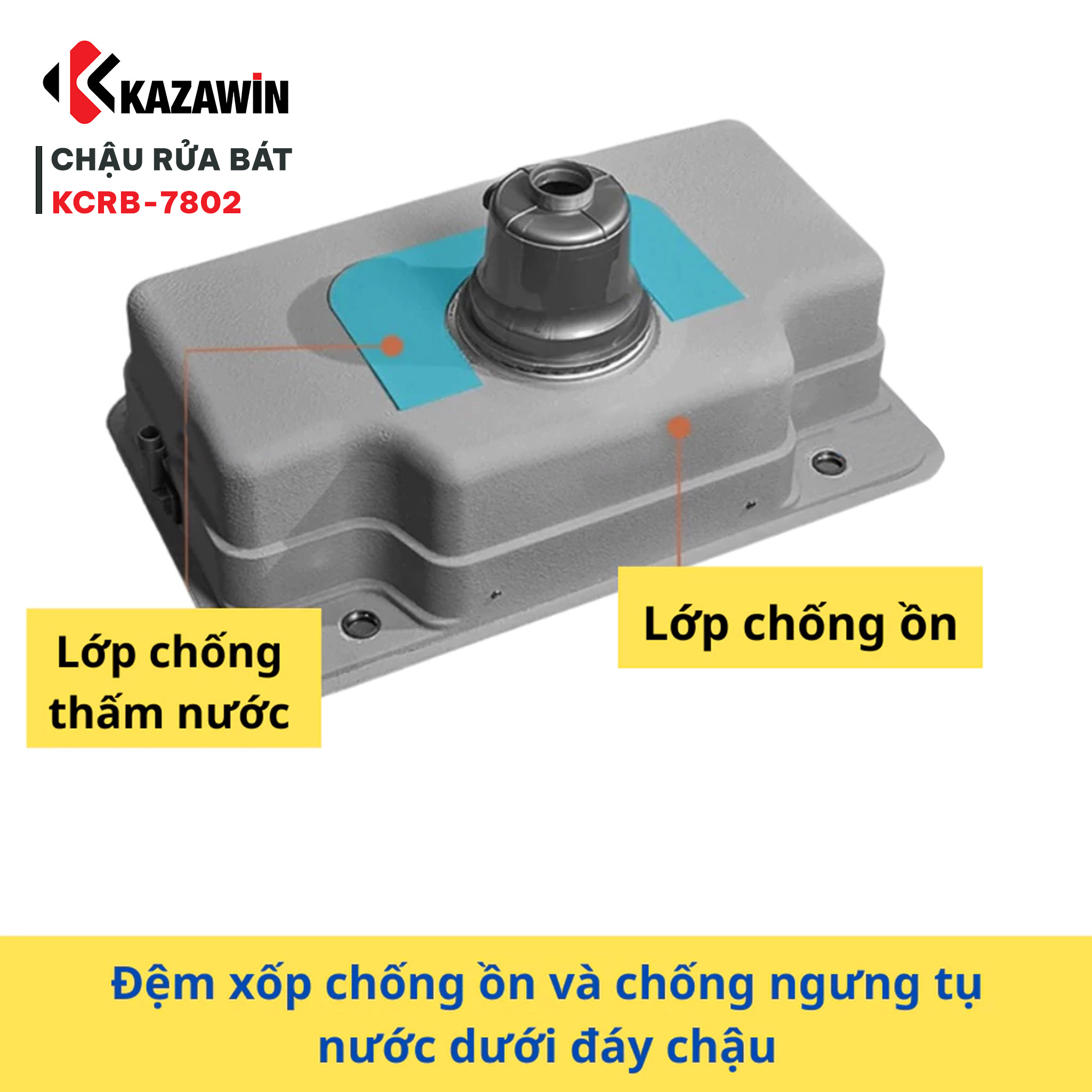 Chậu Rửa Bát 1 Hố Bóng Mờ KCRB 7802