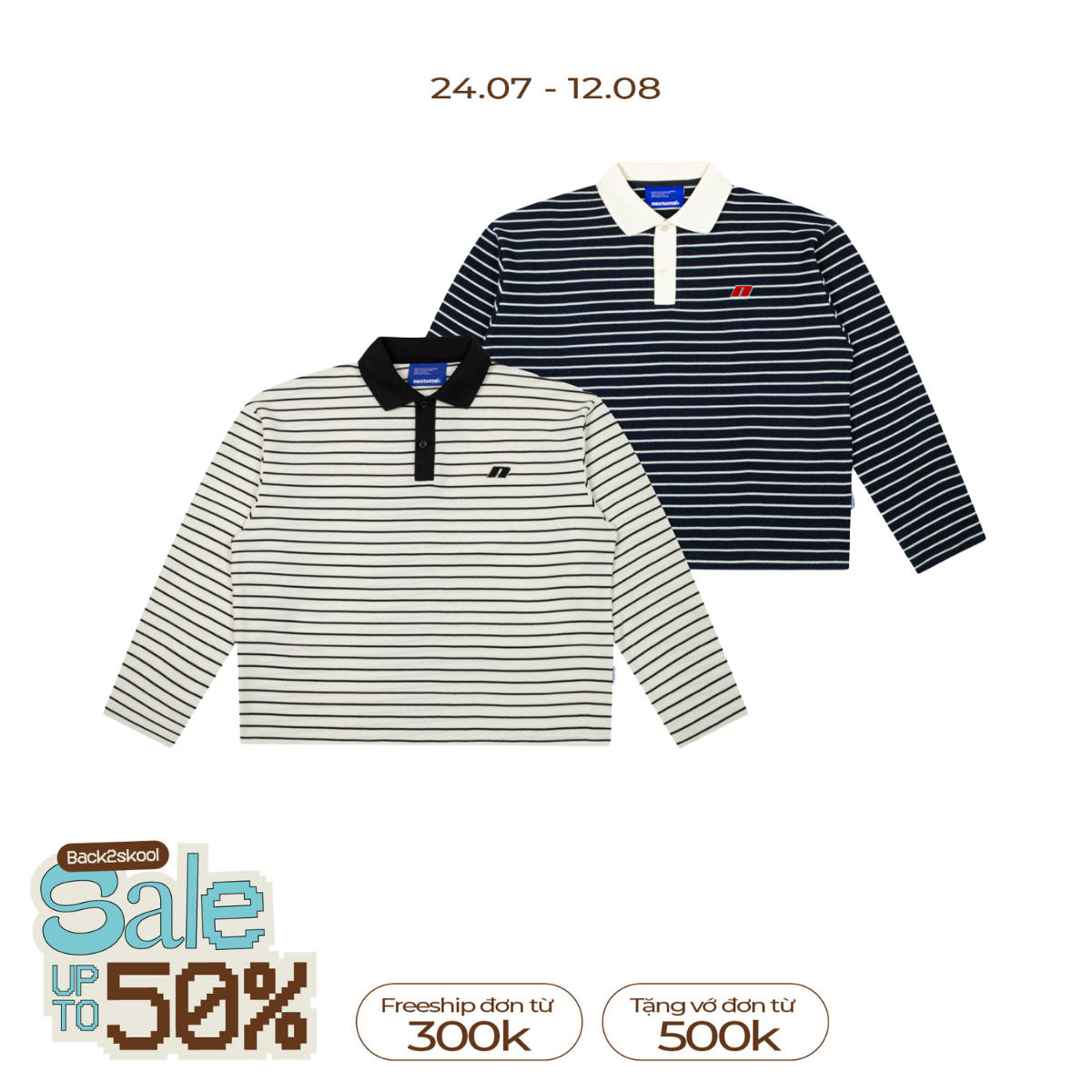 Striped Long Sleeve Boxy Polo Shirt