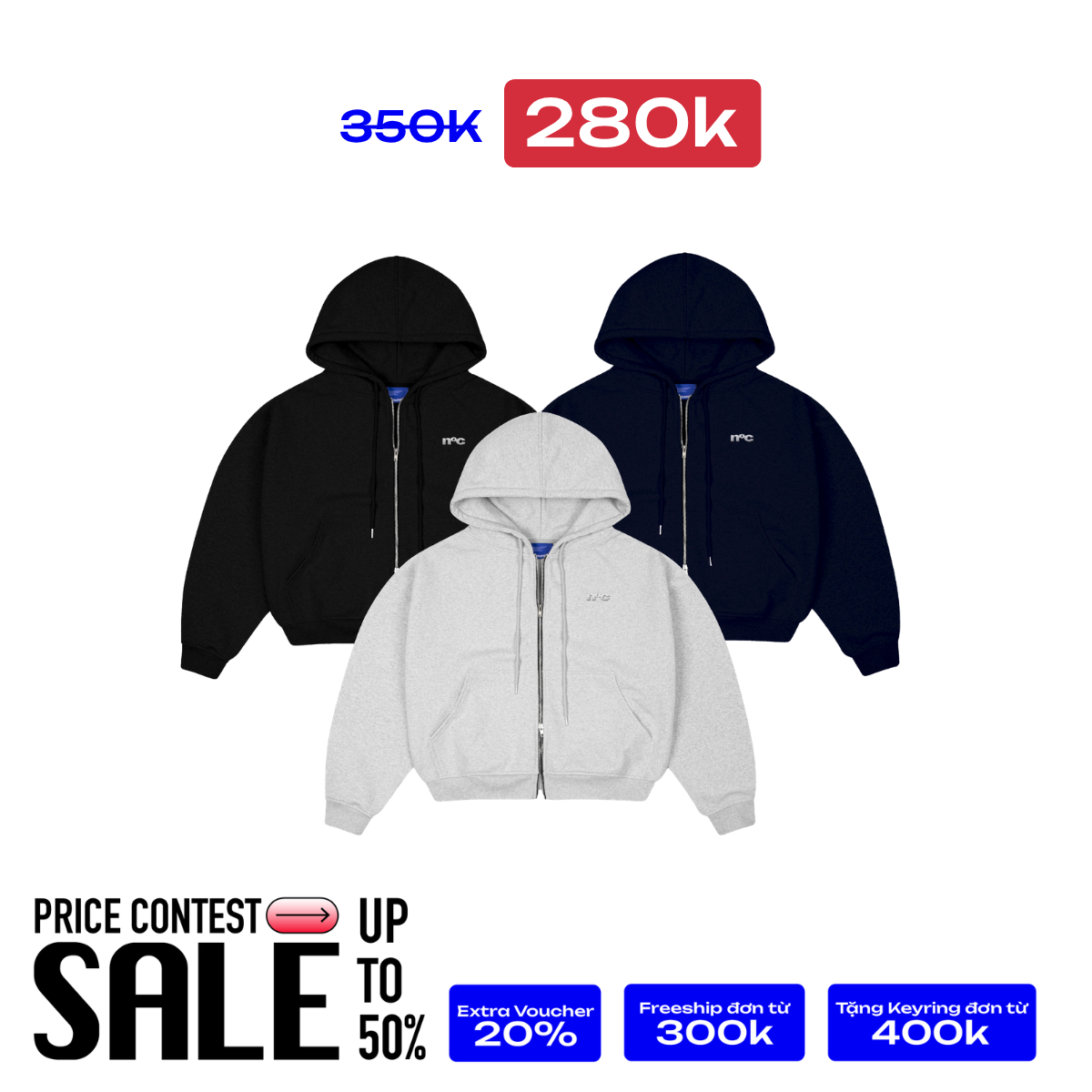 Metal Logo Zipper Hoodie