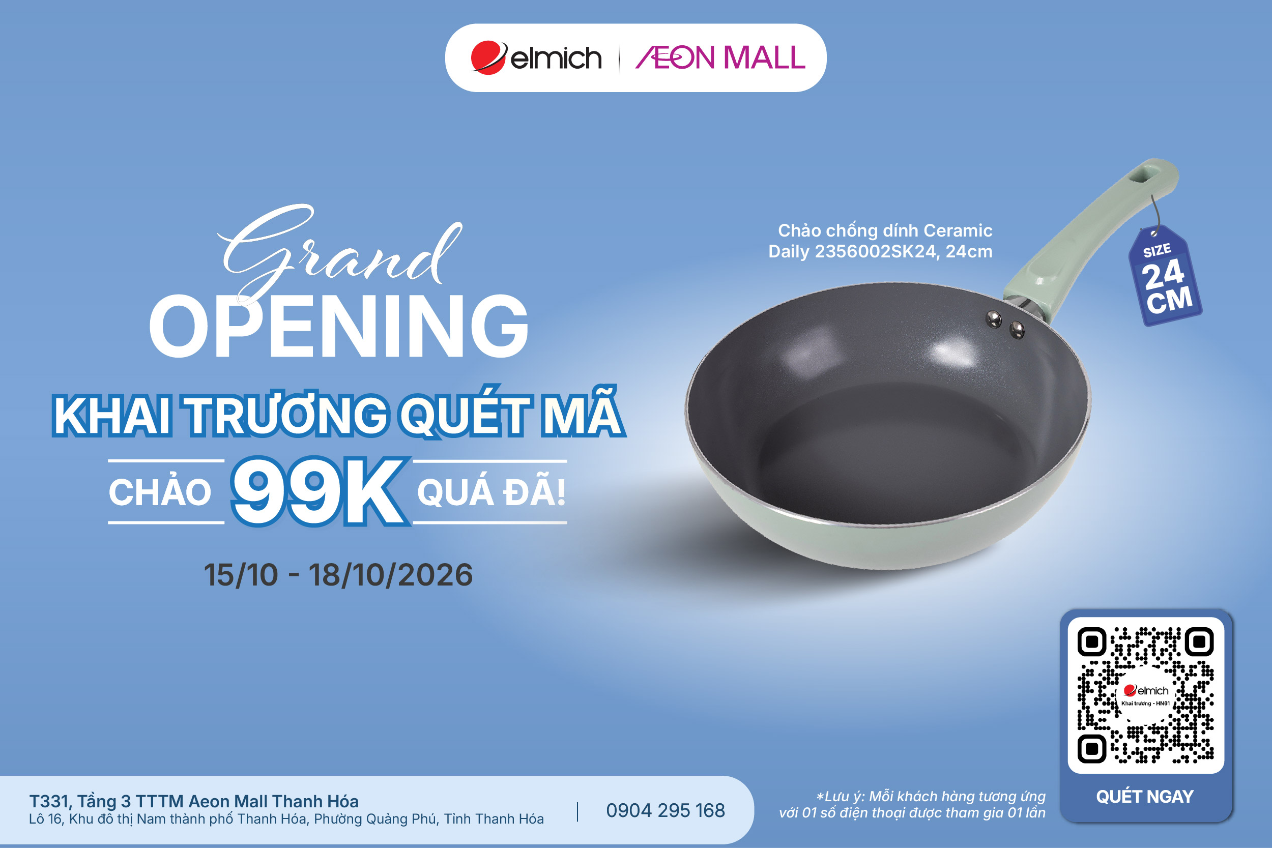 [ELMICH AEON MALL THANH HÓA] KHAI TRƯƠNG QUÉT MÃ - CHẢO 99K QUÁ ĐÃ!