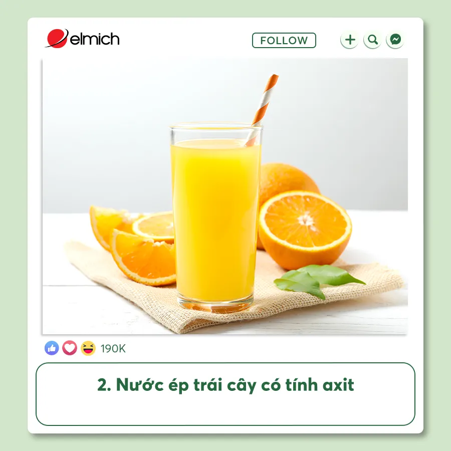2. Nước ép Trái Cây Có Tính Axit