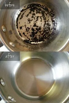 before Giấm và chanh sử dụng làm sạch đồ inox