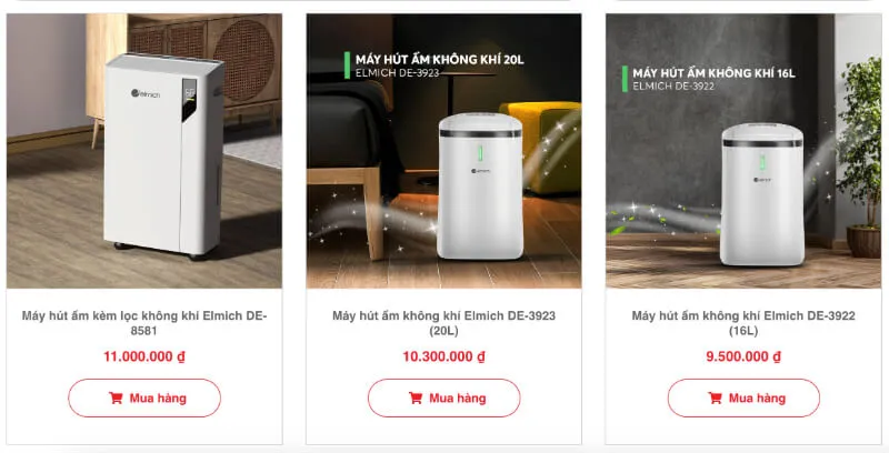 Những mẫu máy hút ẩm chống nồm bán chạy nhất của thương hiệu Elmich